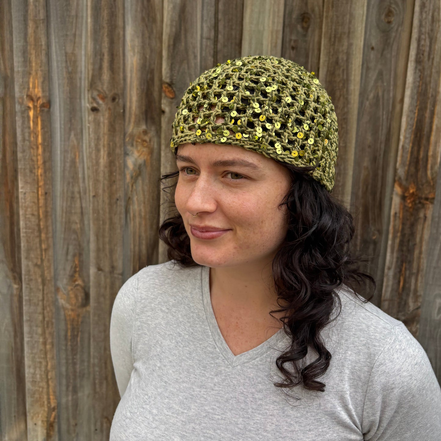 Sequin Mesh Cap (Green)