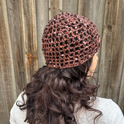 Sequin Mesh Cap (Brown)