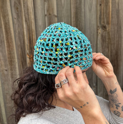 Sequin Mesh Cap (Blue)