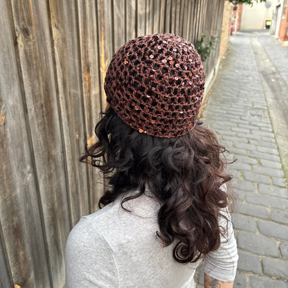 Sequin Mesh Cap (Brown)